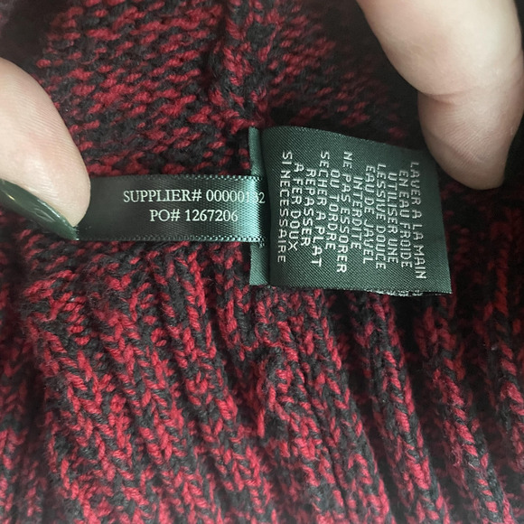 Vtg Y2K Lauren Ralph Lauren Sweater Women XL Red Black Cowl Neck Marled Pullover - Picture 14 of 14